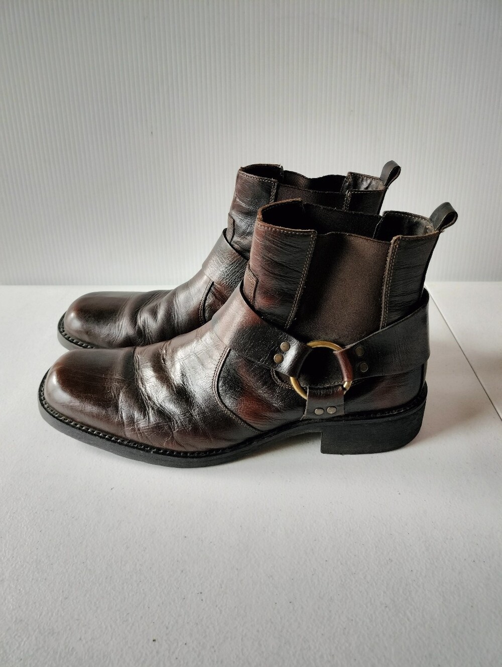 Alfani Briar Men's Brown Leather Harness Ankle Chelsea Boots 12 Office Western